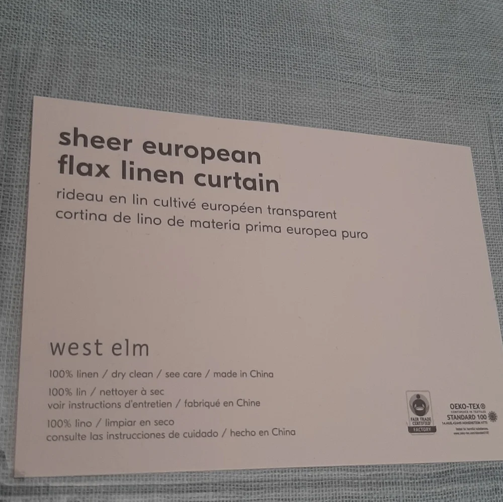 *West Elm Sheer European Flax Linen Pole Pocket Panels 84